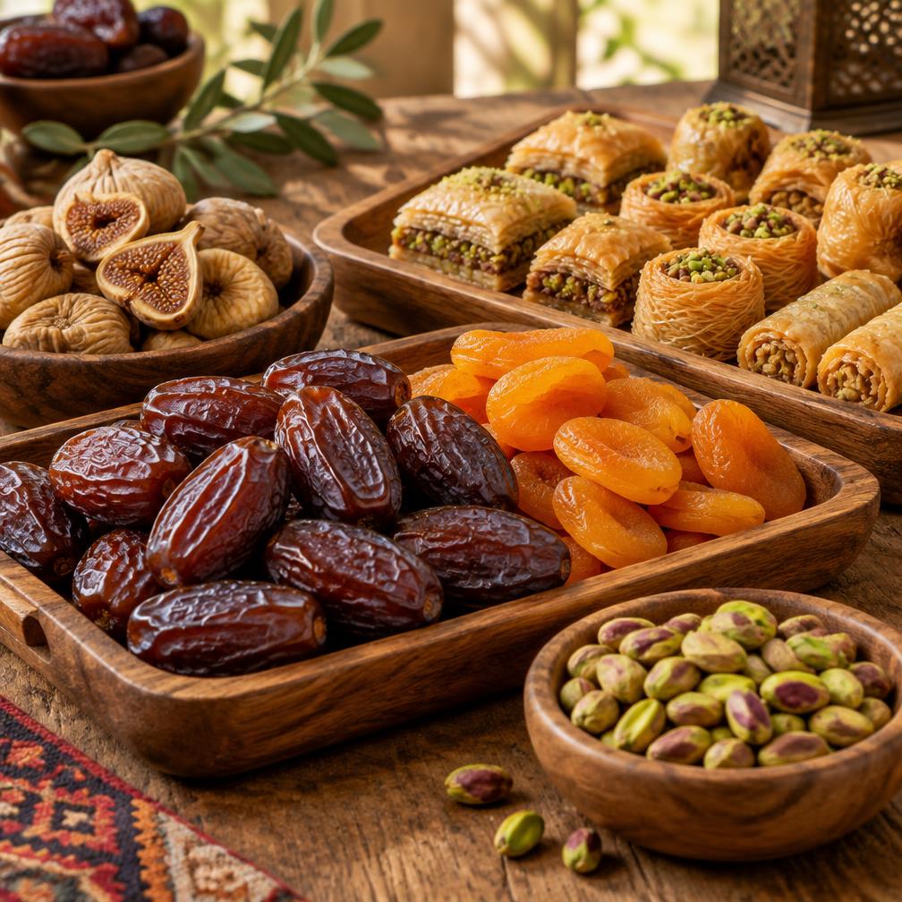 Dried fruit and pastries